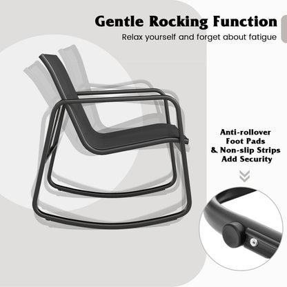 2 Rocking Bistro Chairs, Glass-Top Table, Black Patio Conversation Sets at Gallery Canada