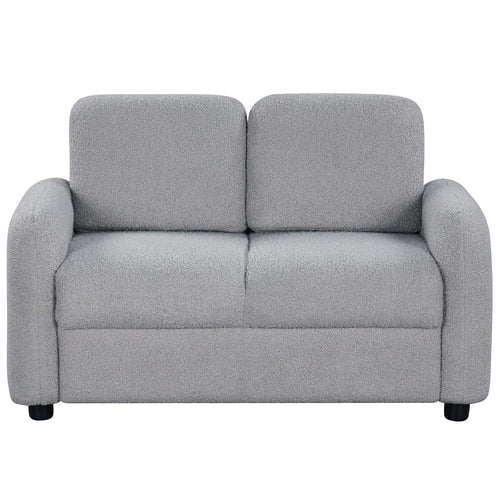 2-Seat Kids Sofa Toddler Sofa Couch with Soft Teddy Fleece Upholstery and Solid Wooden Frame, Gray