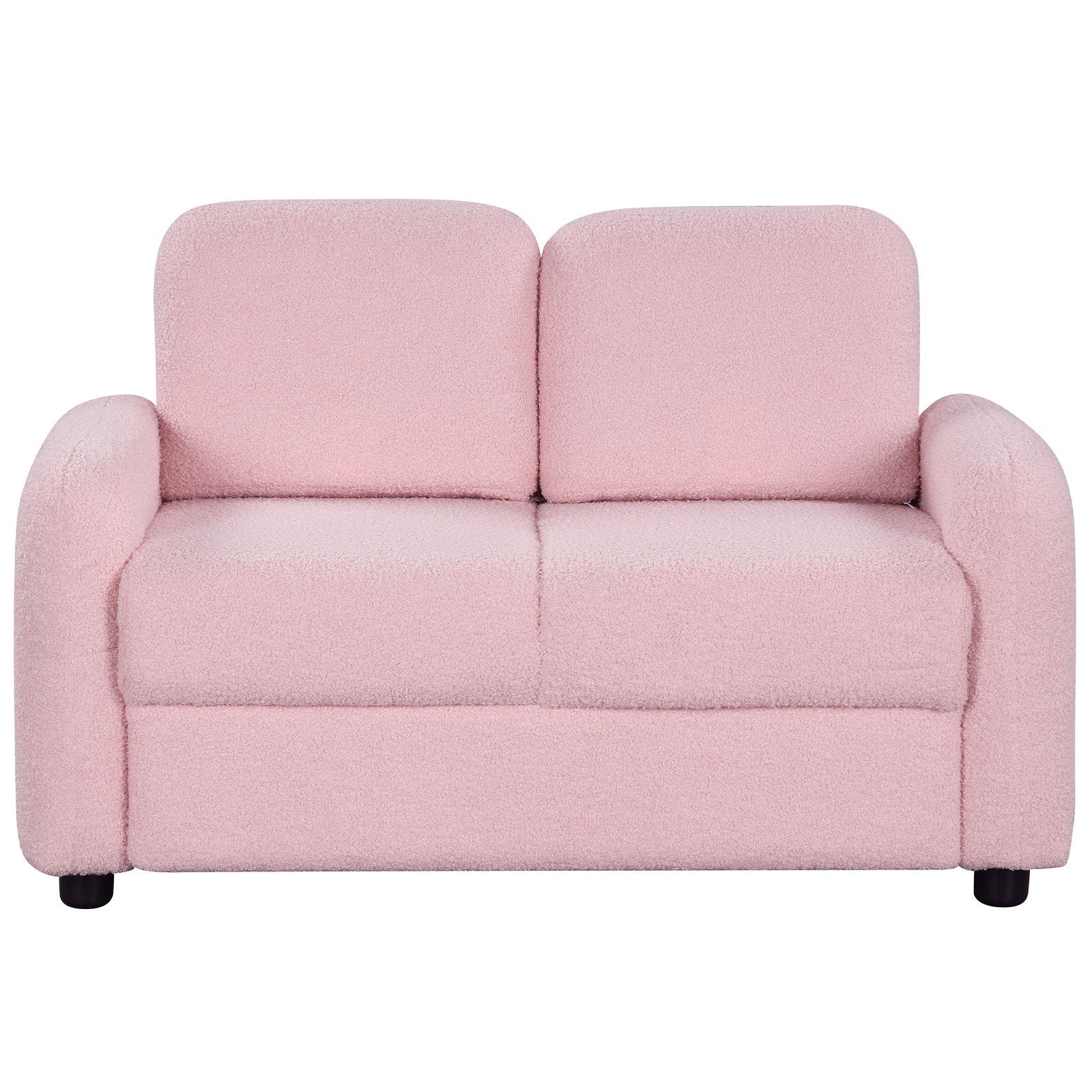 2-Seat Kids Sofa Toddler Sofa Couch with Soft Teddy Fleece Upholstery and Solid Wooden Frame, Pink Kids Chairs & Seating Pink at Gallery Canada