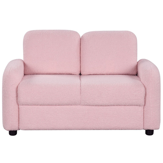 2-Seat Kids Sofa Toddler Sofa Couch with Soft Teddy Fleece Upholstery and Solid Wooden Frame, Pink Kids Chairs & Seating Pink at Gallery Canada