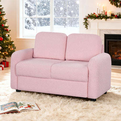 2-Seat Kids Sofa, Soft Teddy Fleece, Solid Wood Frame, Pink Kids Chairs & Seating at Gallery Canada