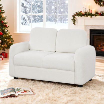 2-Seat Kids Sofa, Soft Teddy Fleece Upholstery, Solid Wooden Frame, White Kids Chairs & Seating at Gallery Canada
