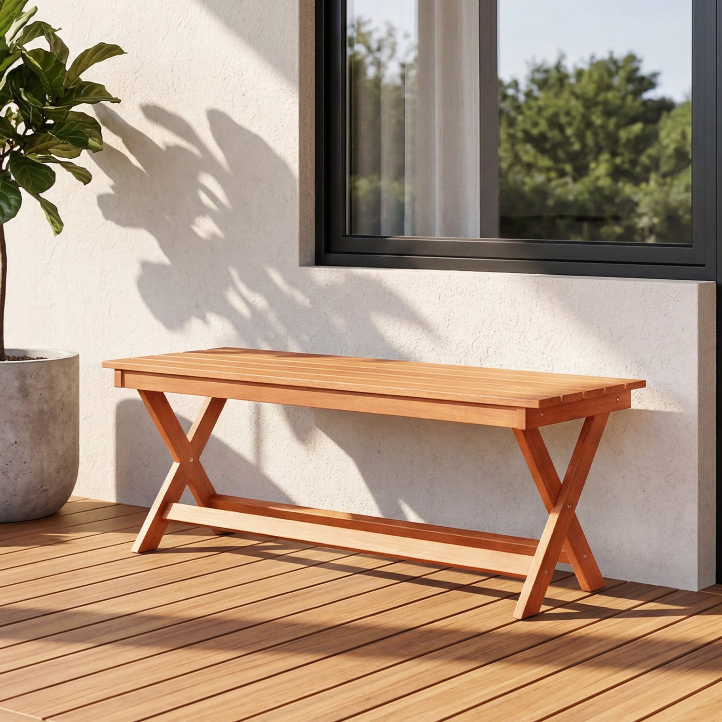 2-Seat Wooden Garden Bench, X-Shaped Legs Outdoor Benches at Gallery Canada