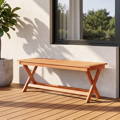 2-Seat Wooden Garden Bench, X-Shaped Legs Outdoor Benches at Gallery Canada