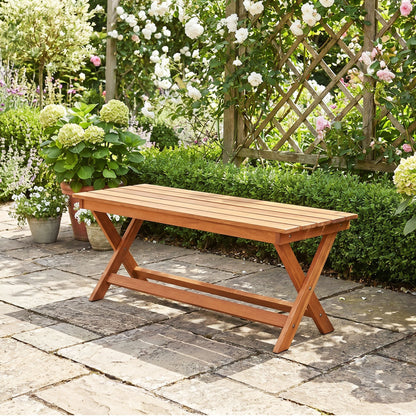 2-Seat Wooden Garden Bench, X-Shaped Legs Outdoor Benches at Gallery Canada