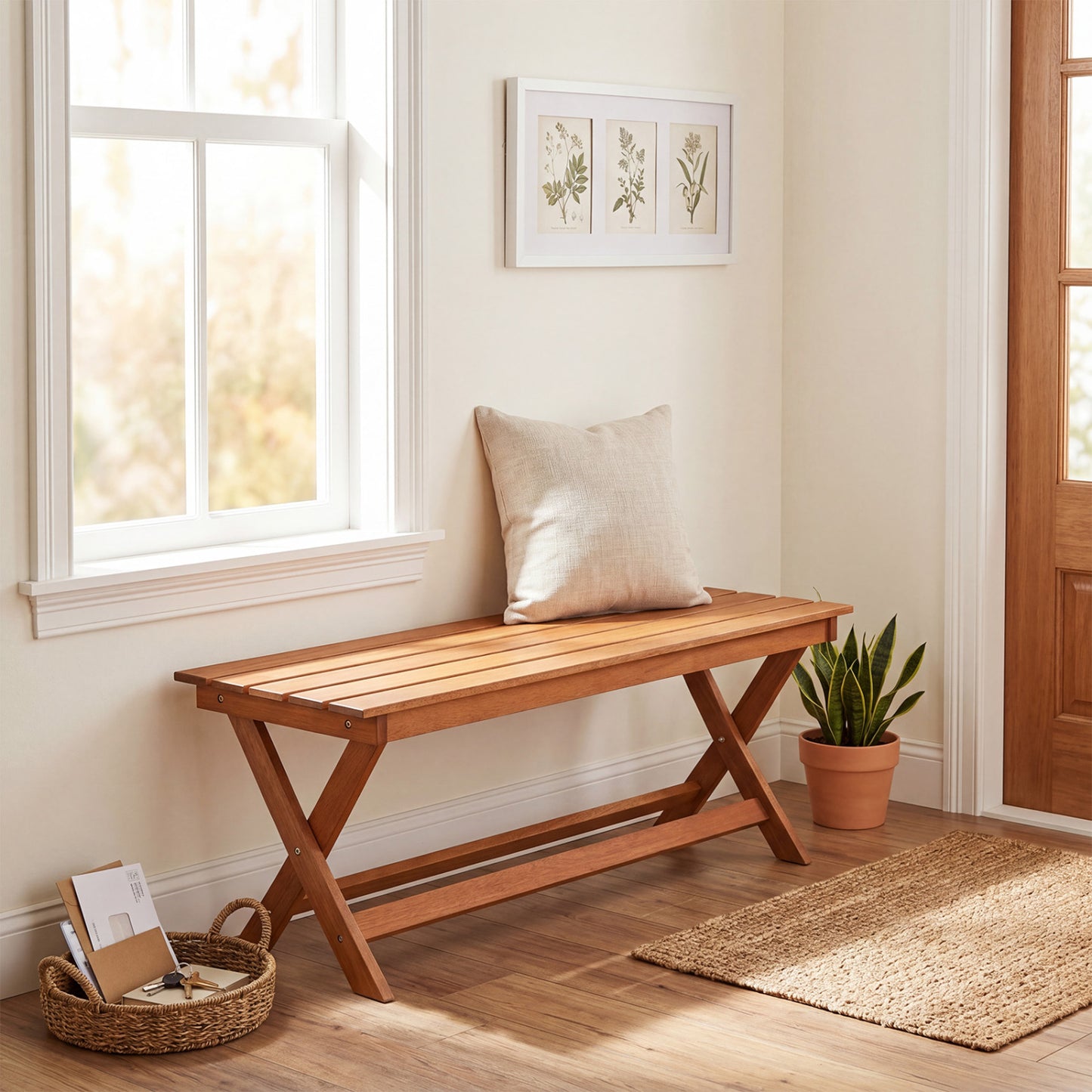 2-Seat Wooden Garden Bench, X-Shaped Legs Outdoor Benches at Gallery Canada