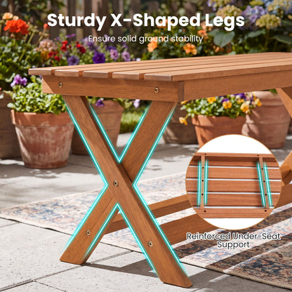 2-Seat Wooden Garden Bench, X-Shaped Legs, Set of 2 Outdoor Benches at Gallery Canada