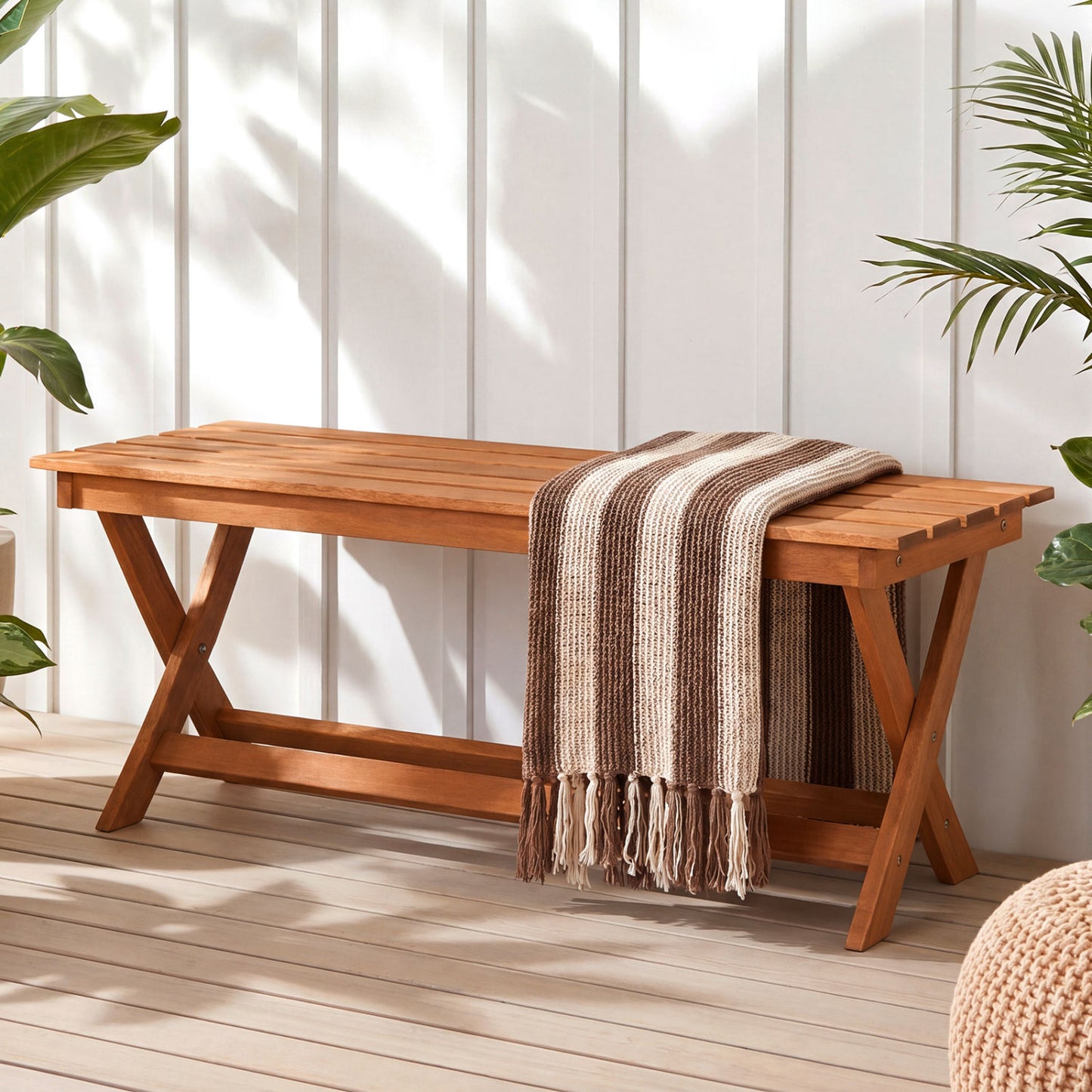2-Seat Wooden Garden Bench, X-Shaped Legs, Set of 2 Outdoor Benches at Gallery Canada