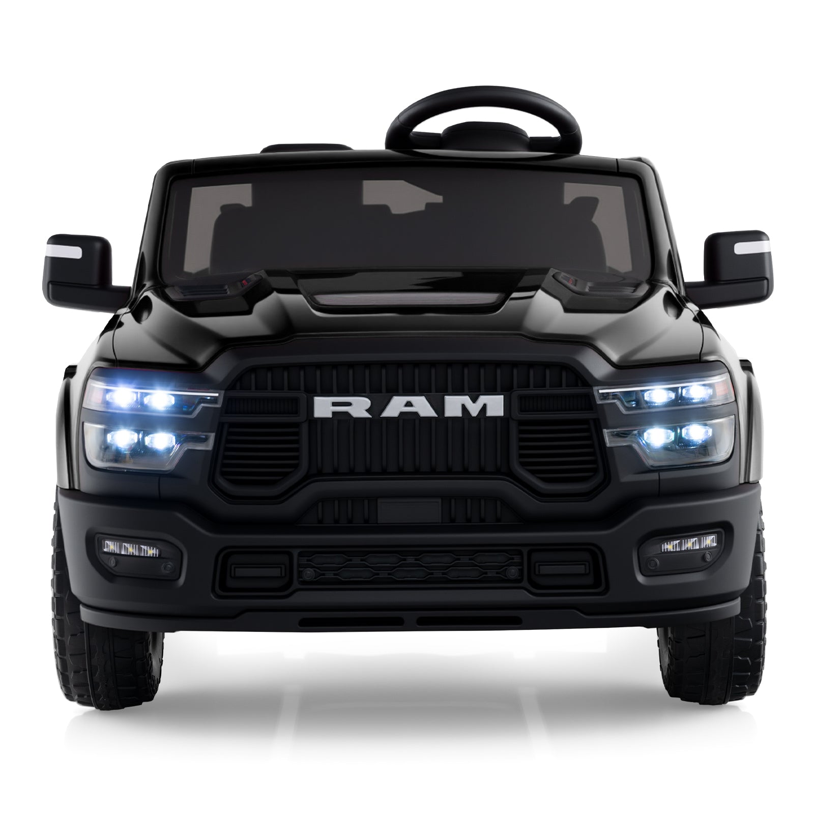 2 Seater 24V Ride on Toy for Big Kids Licensed Ram Truck with Remote and Music, Black Powered Ride On Toys at Gallery Canada