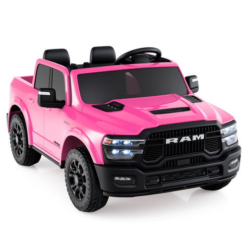 2 Seater 24V Ride On Toy, Licensed Ram Truck, Remote Music, Pink