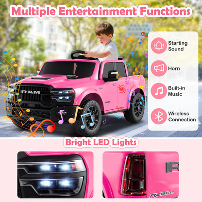 2 Seater 24V Ride on Toy for Big Kids Licensed Ram Truck with Remote and Music, Pink Powered Ride On Toys at Gallery Canada