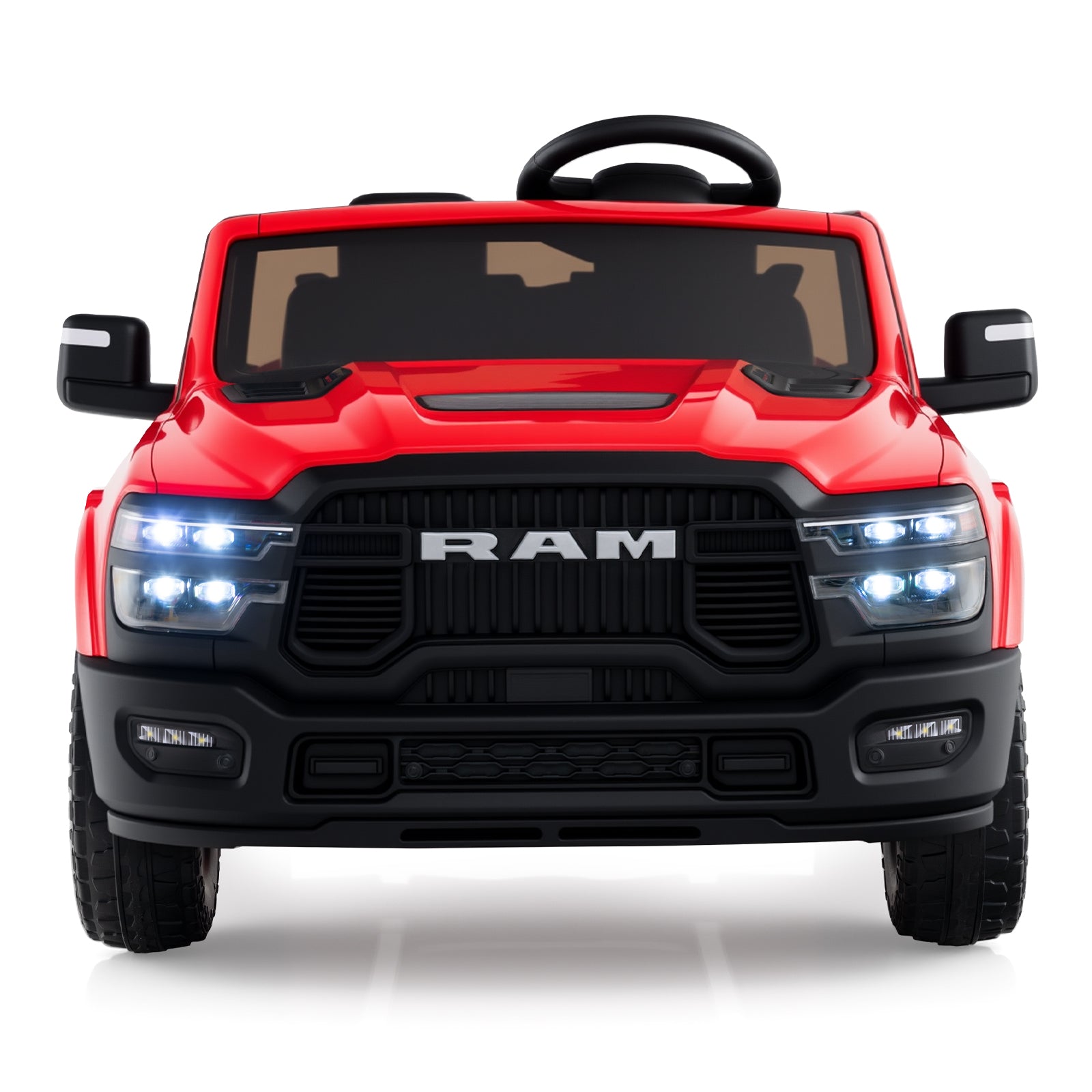 2 Seater 24V Ride on Toy for Big Kids Licensed Ram Truck with Remote and Music, Red Powered Ride On Toys at Gallery Canada