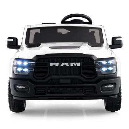 2 Seater 24V Ride on Toy for Big Kids Licensed Ram Truck with Remote and Music, White Powered Ride On Toys at Gallery Canada