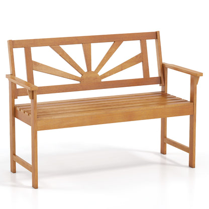 2-Seater Acacia Wood Loveseat Bench with Backrest and Armrests for Patio Outdoor Benches at Gallery Canada