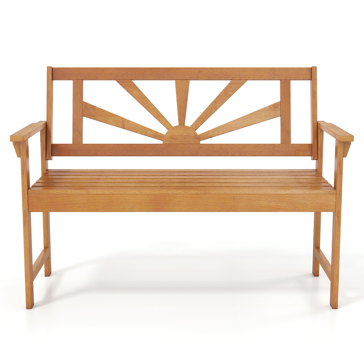 2-Seater Acacia Wood Loveseat Bench with Backrest and Armrests for Patio Outdoor Benches at Gallery Canada
