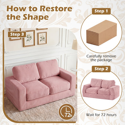 2-Seater Corduroy Floor Loveseat Couch, Pink Sofas & Loveseats at Gallery Canada