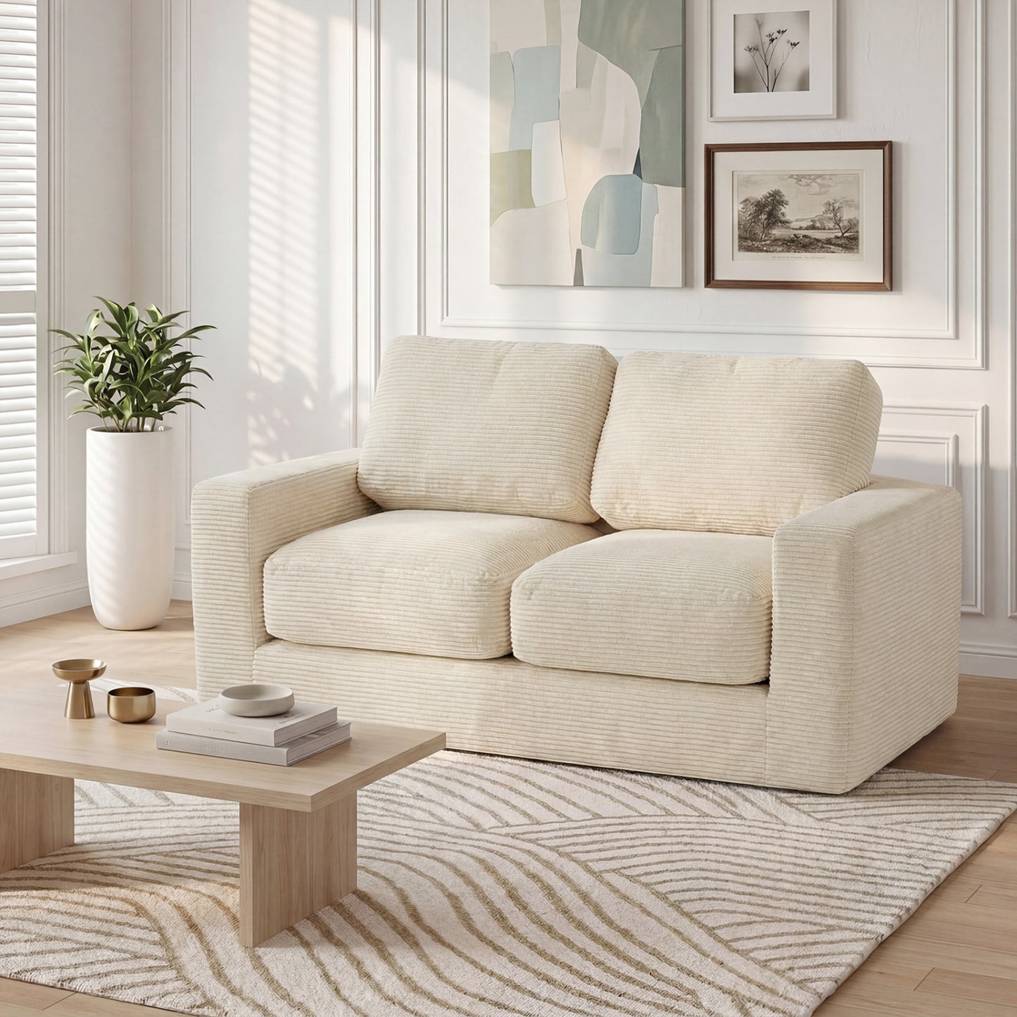 2-Seater Floor Couch Loveseat Foam Sofa, Beige Sofas & Loveseats at Gallery Canada