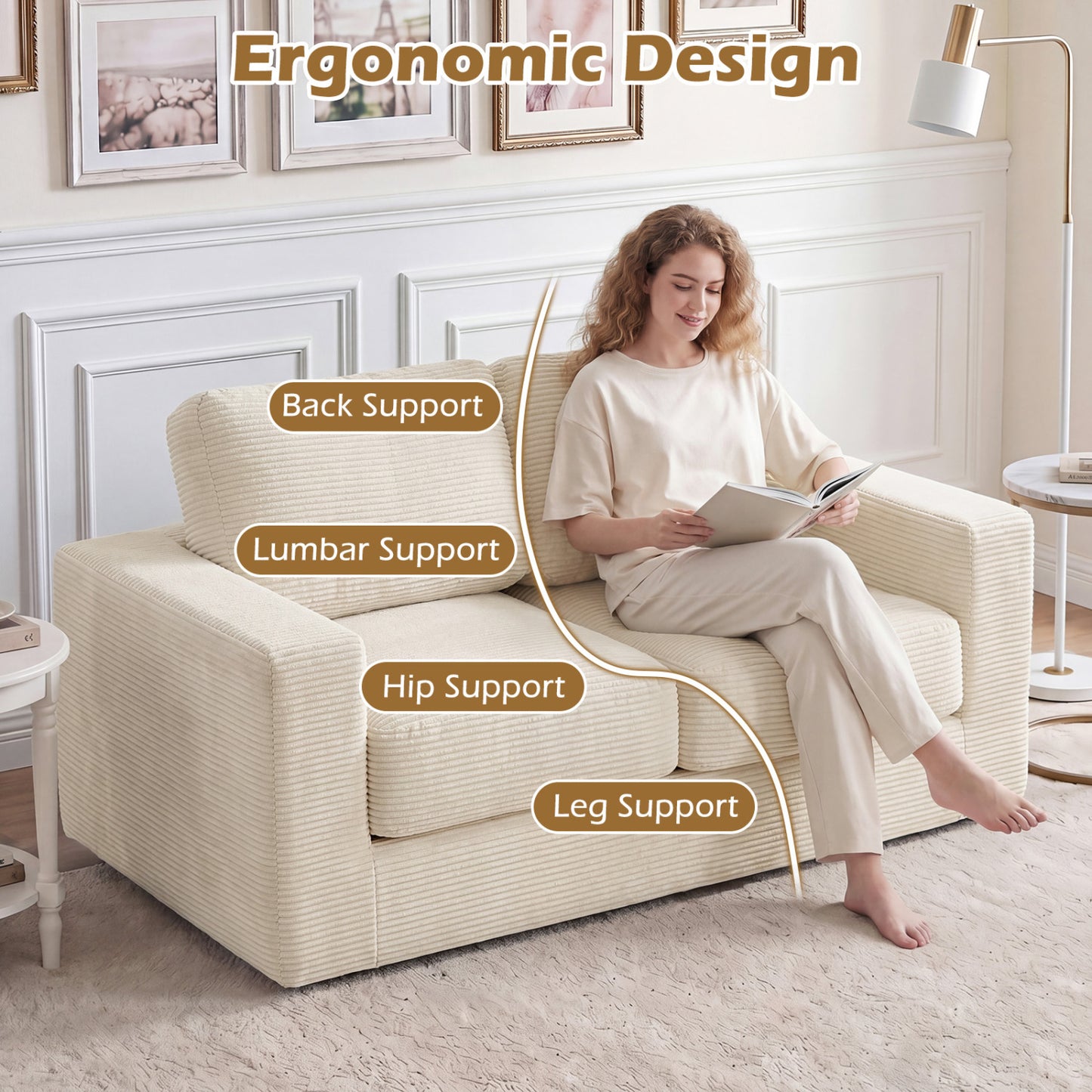 2-Seater Floor Couch Loveseat Foam Sofa, Beige Sofas & Loveseats at Gallery Canada