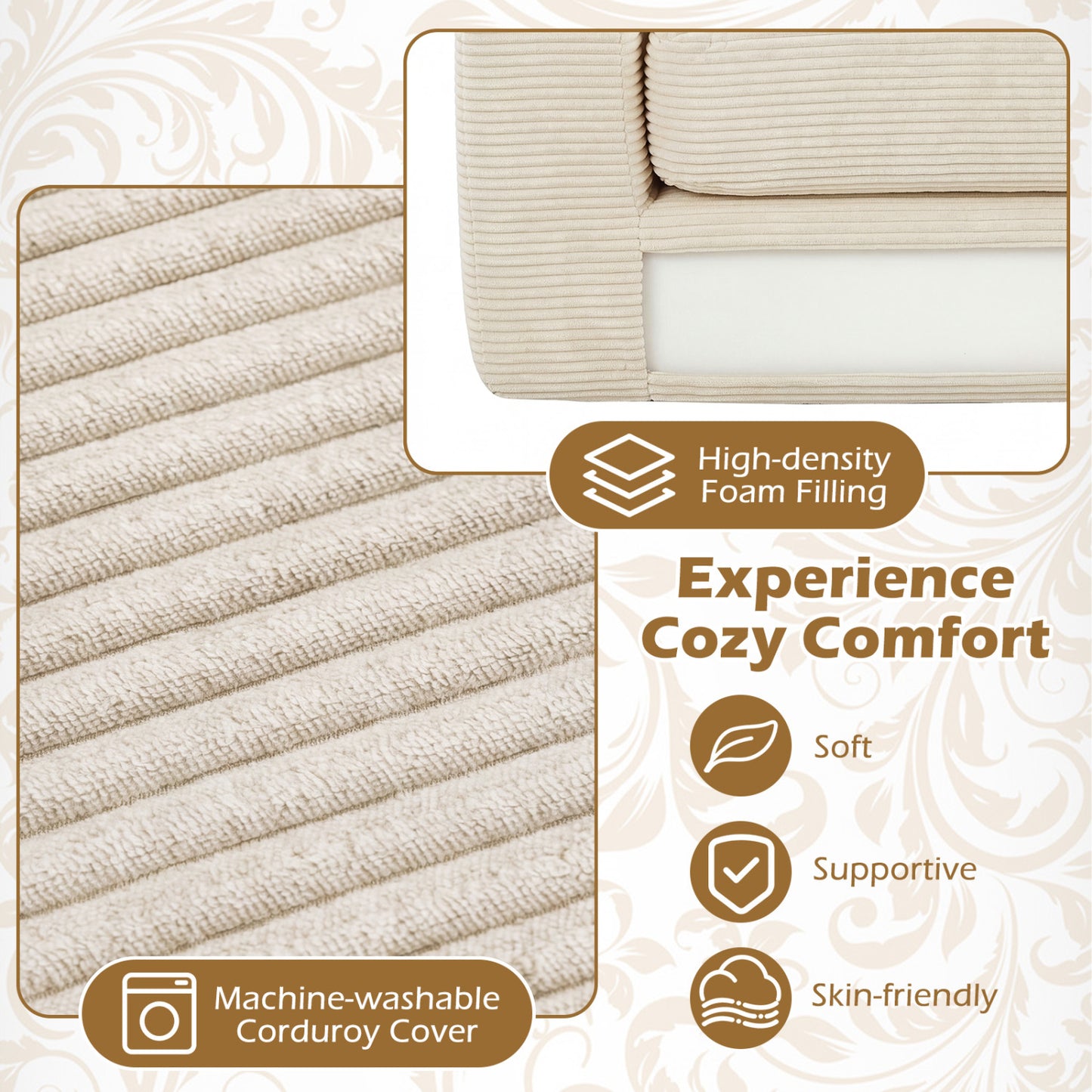 2-Seater Floor Couch Loveseat Foam Sofa, Beige Sofas & Loveseats at Gallery Canada