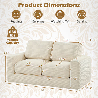 2-Seater Floor Couch Loveseat Foam Sofa, Beige Sofas & Loveseats at Gallery Canada