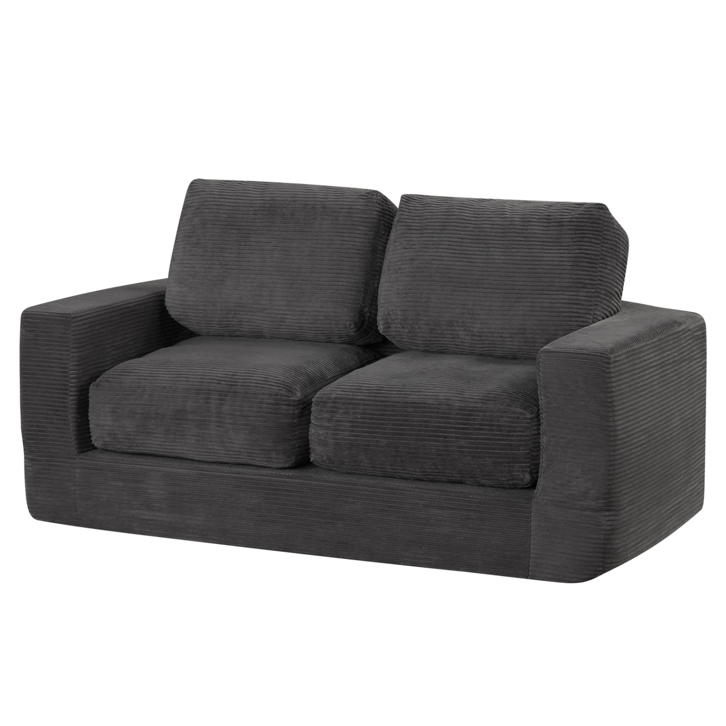 2-Seater Floor Couch Loveseat, Corduroy, Black Sofas & Loveseats Black at Gallery Canada