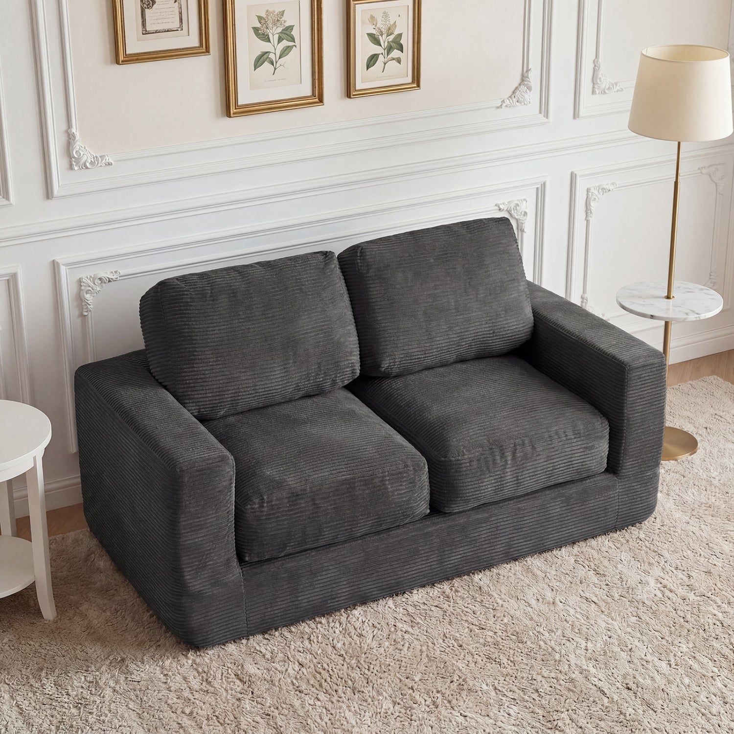 2-Seater Floor Couch Loveseat, Corduroy, Black Sofas & Loveseats at Gallery Canada