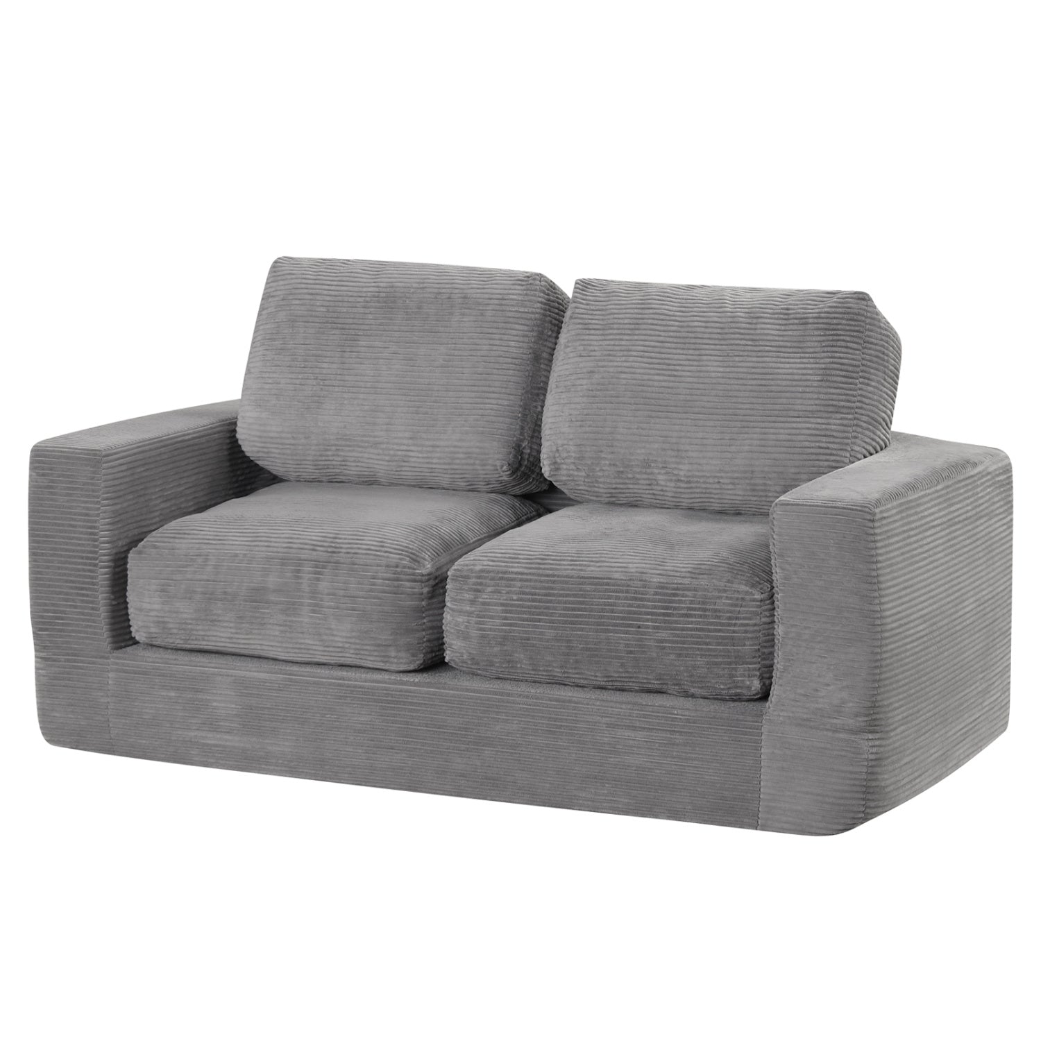 2 Seat Floor Couch Loveseat Foam Sofa, Corduroy Cover, Gray Sofas & Loveseats at Gallery Canada