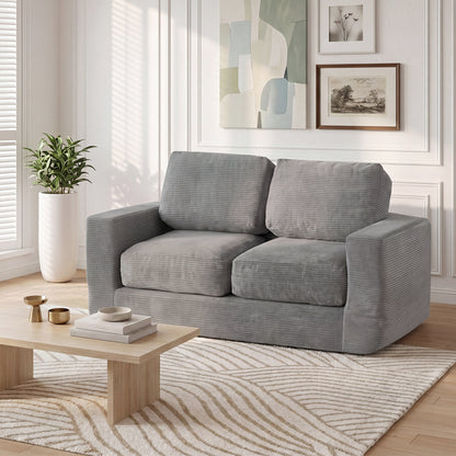 2 Seat Floor Couch Loveseat Foam Sofa, Corduroy Cover, Gray Sofas & Loveseats at Gallery Canada