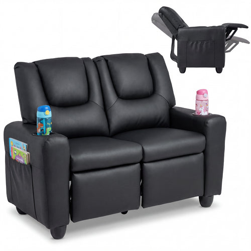 2-Seater Kids Recliner Sofa Chair, Black