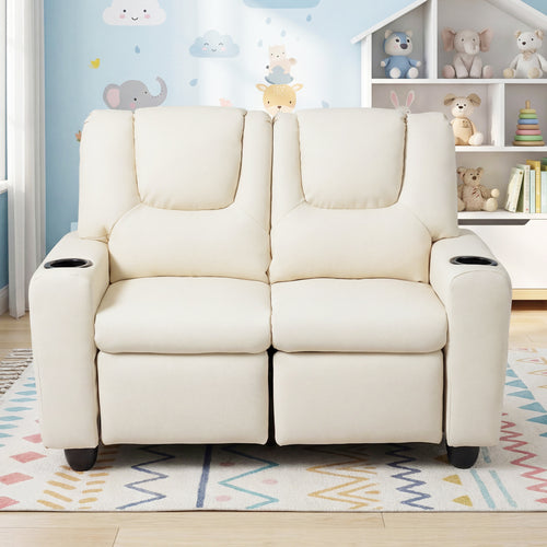 2-Seater Kids Recliner Sofa Chair, Beige