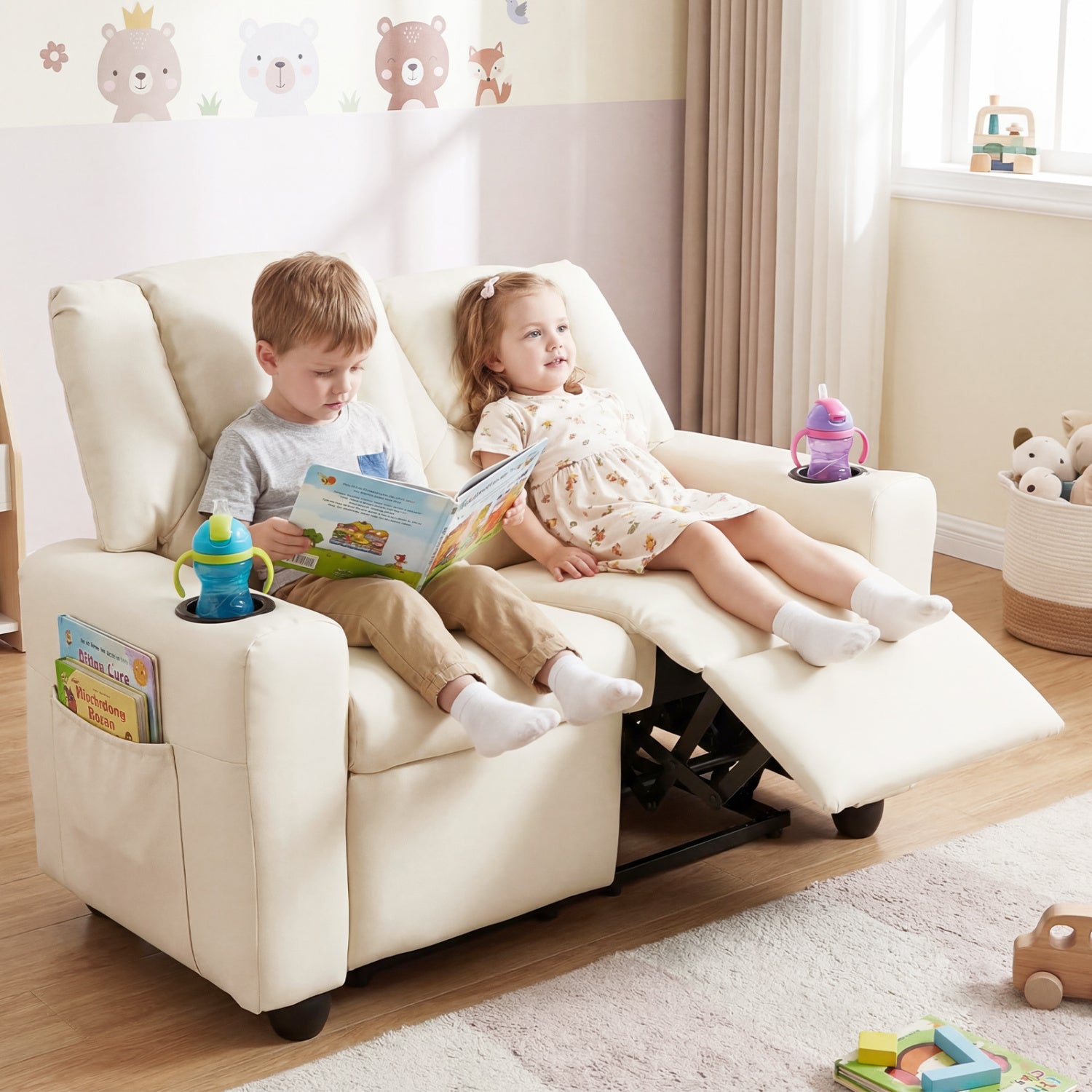 2-Seater Kids Recliner Sofa Chair, Beige Kids Chairs & Seating at Gallery Canada