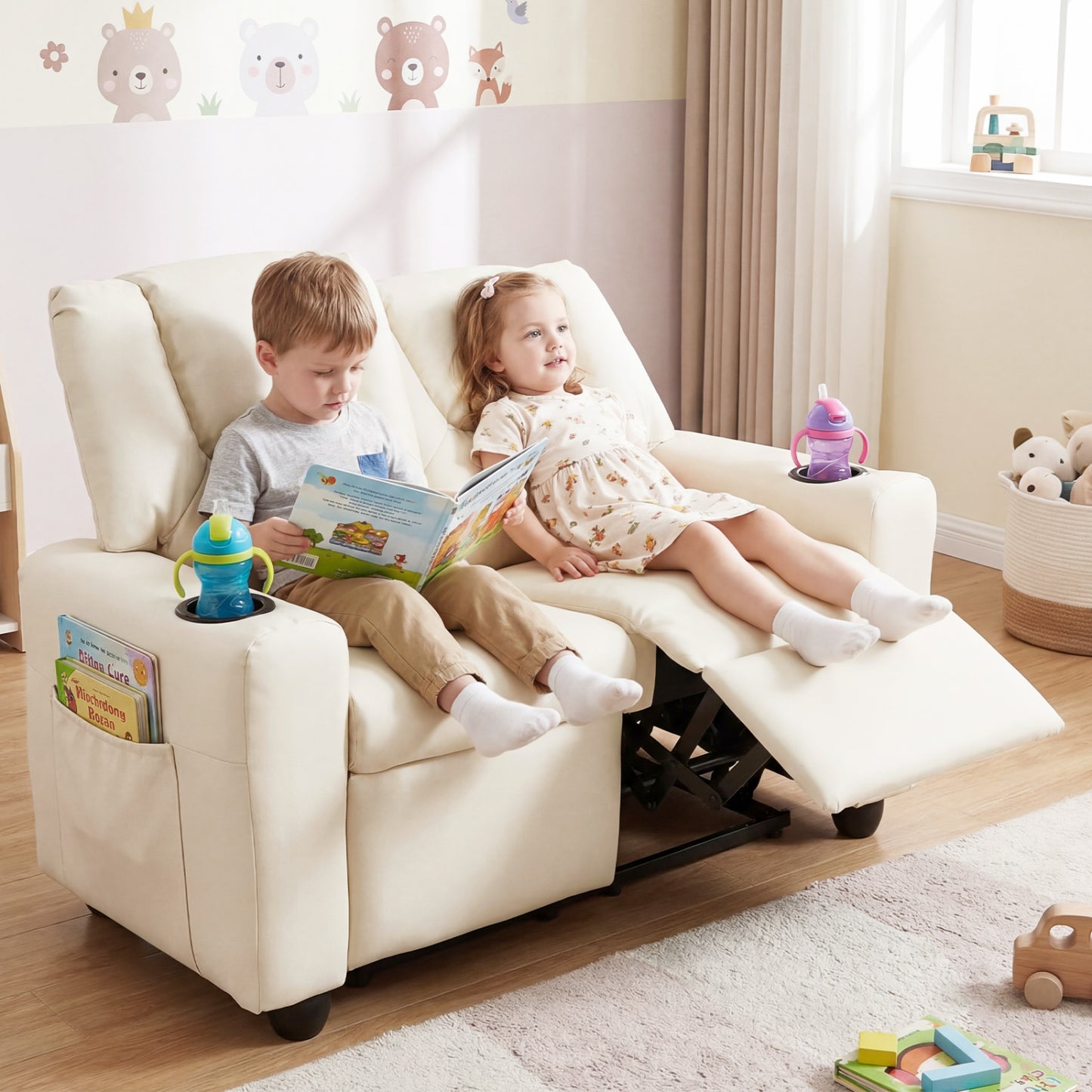 2-Seater Kids Recliner Sofa Chair, Beige Kids Chairs & Seating at Gallery Canada