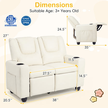 2-Seater Kids Recliner Sofa Chair, Beige Kids Chairs & Seating at Gallery Canada
