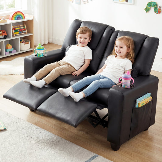 2-Seater Kids Recliner Sofa Chair, Black Kids Chairs & Seating Black at Gallery Canada