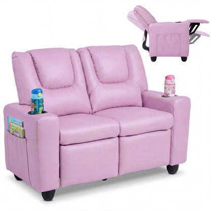 2-Seater Kids Recliner Sofa with Cup Holders, Pink Kids Chairs & Seating at Gallery Canada