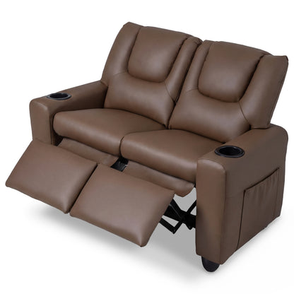 2-Seater Kids Recliner Sofa with Cup Holders, Brown Kids Chairs & Seating at Gallery Canada