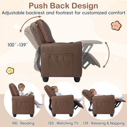 2-Seater Kids Recliner Sofa with Cup Holders, Brown Kids Chairs & Seating at Gallery Canada