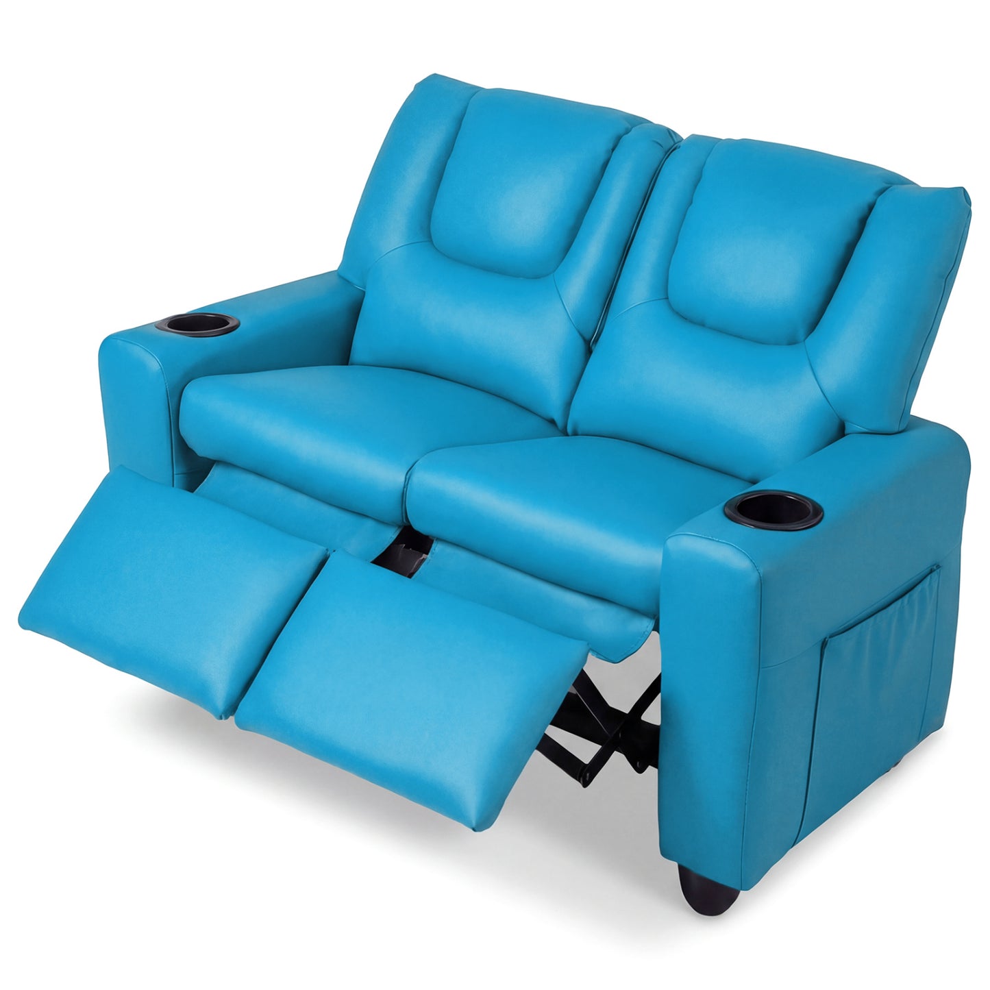 2-Seater Kids Recliner Double Toddler Sofa with 2 Cup Holders, Blue Kids Chairs & Seating at Gallery Canada