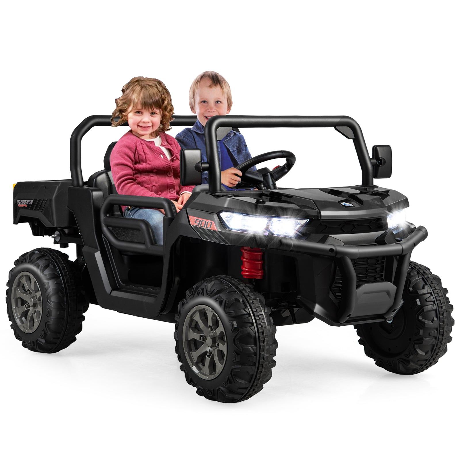 2-Seater Kids Ride On Dump Truck with Dump Bed and Shovel, Black Powered Ride On Toys at Gallery Canada