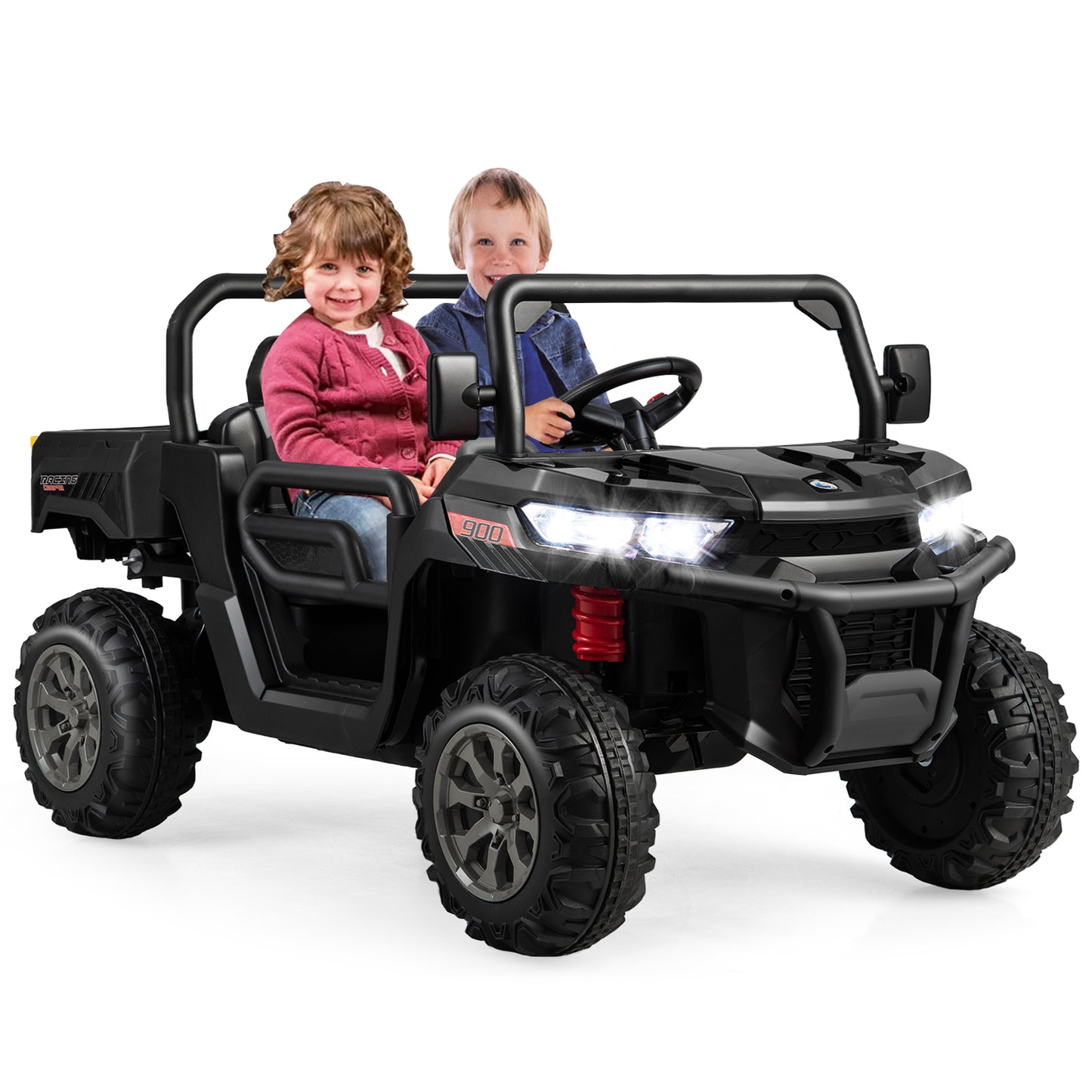 2-Seater Kids Ride On Dump Truck with Dump Bed and Shovel, Black Powered Ride On Toys at Gallery Canada