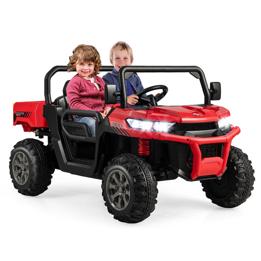 Kids Ride On Dump Truck, 2-Seater With Dump Bed, Red Powered Ride On Toys Red at Gallery Canada