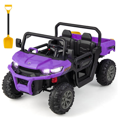 2-Seater Kids Ride On Dump Truck with Dump Bed and Shovel, Purple Powered Ride On Toys Purple at Gallery Canada