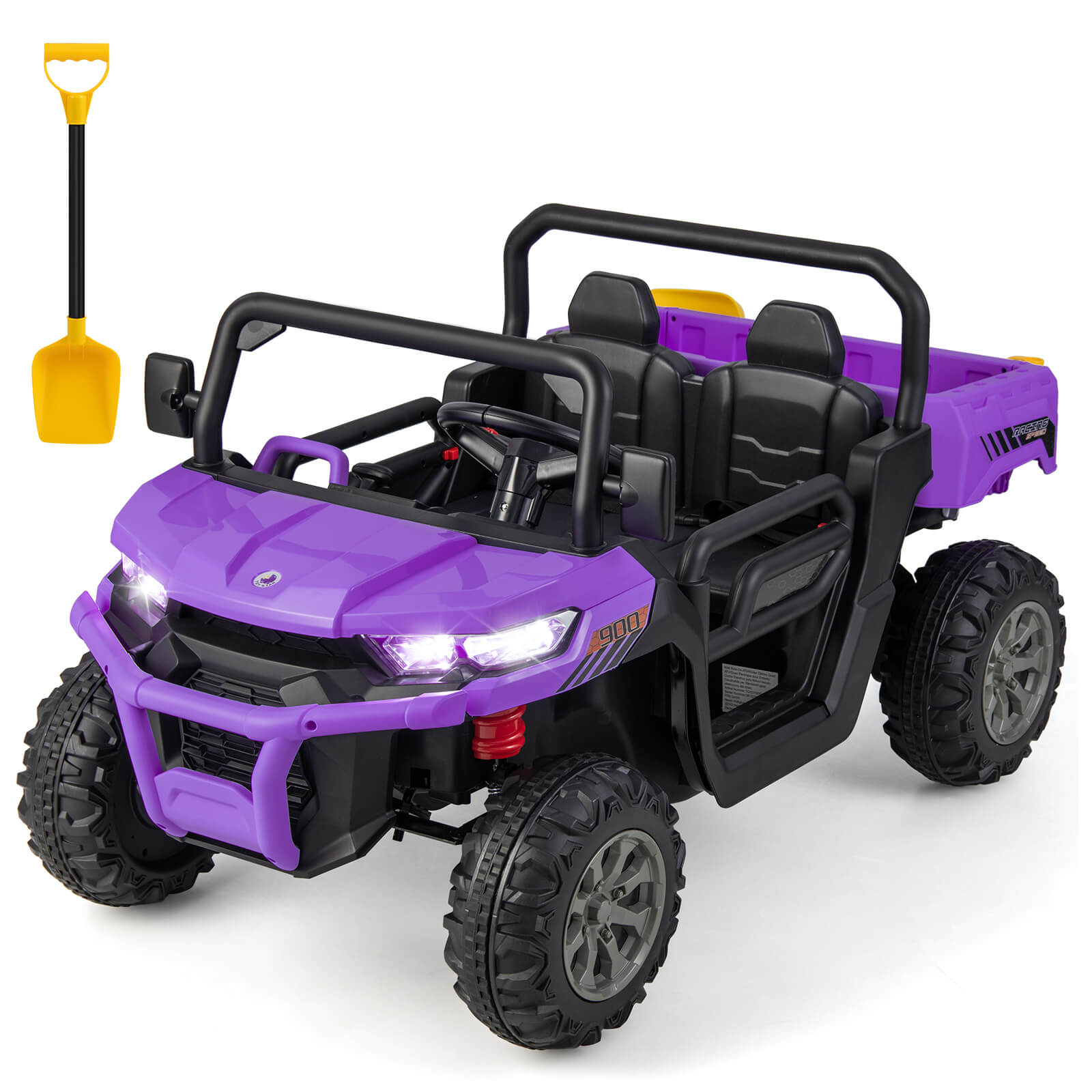 2-Seater Kids Ride On Dump Truck with Dump Bed and Shovel, Purple Powered Ride On Toys at Gallery Canada