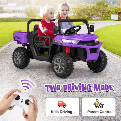 2-Seater Kids Ride On Dump Truck with Dump Bed and Shovel, Purple Powered Ride On Toys at Gallery Canada