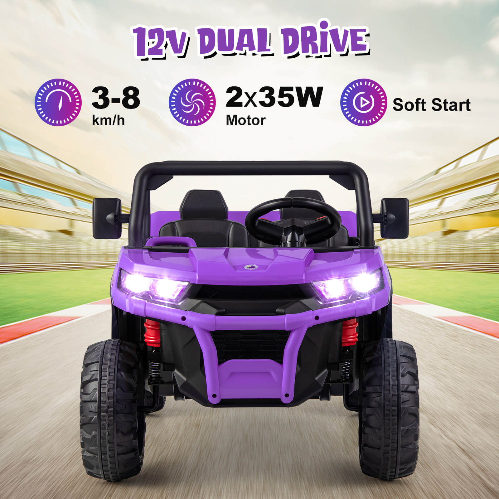 2-Seater Kids Ride On Dump Truck with Dump Bed and Shovel, Purple Powered Ride On Toys at Gallery Canada