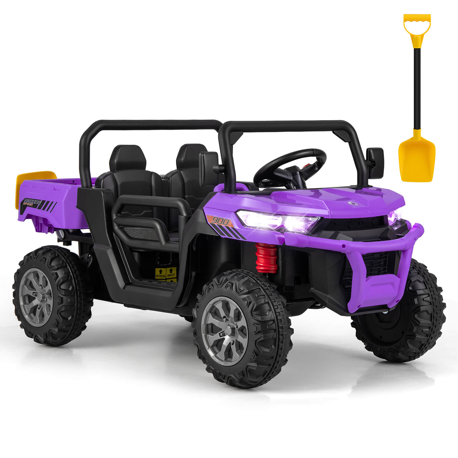 2-Seater Kids Ride On Dump Truck with Dump Bed and Shovel, Purple Powered Ride On Toys at Gallery Canada