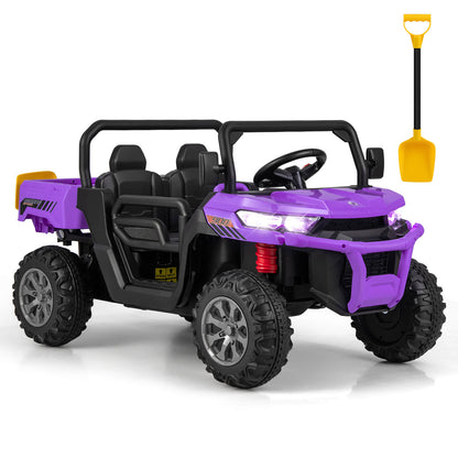 2-Seater Kids Ride On Dump Truck with Dump Bed and Shovel, Purple Powered Ride On Toys at Gallery Canada