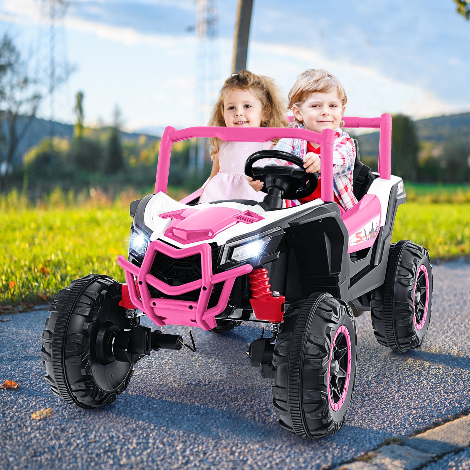 2-Seater Kids Ride On UTV, 2.4G Remote Control, Pink Powered Ride On Toys at Gallery Canada