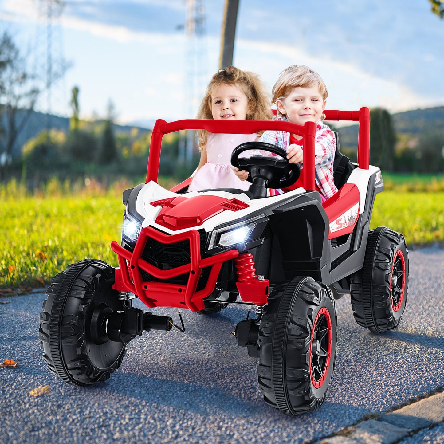 2-Seater Kids Ride On UTV, 2.4G Remote Control, Red Powered Ride On Toys at Gallery Canada