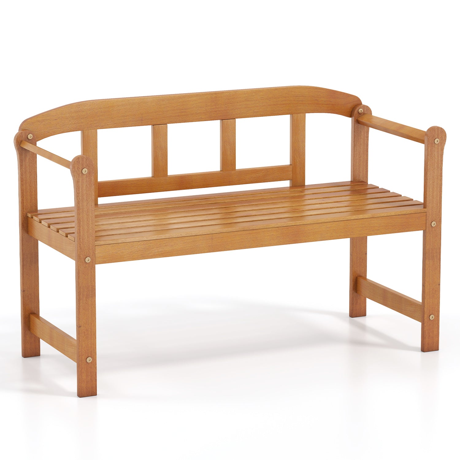 2-Seater Outdoor Acacia Wood Garden Bench with Backrest & Armrests Outdoor Benches at Gallery Canada